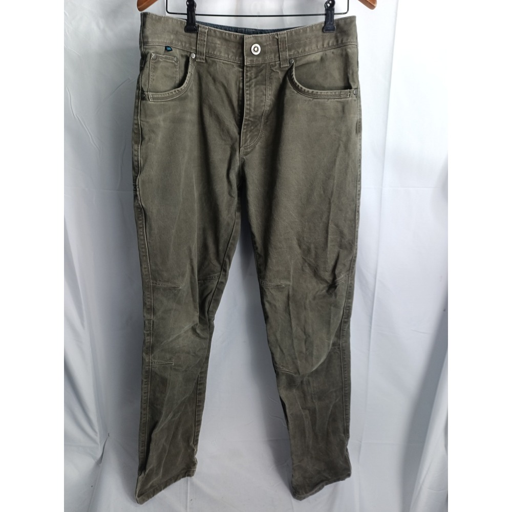Kuhl Free Rydr Mens 34x32 Olive Green Eurotwill Cotton Tapered Outdoor Pants